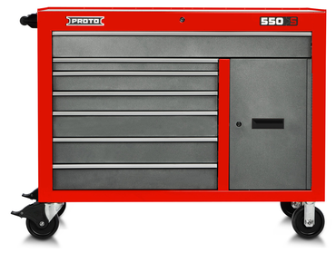 Proto® 550S 50" Workstation - 7 Drawer & 1 Shelf, Safety Red and Gray - Top Tool & Supply