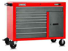 Proto® 550S 50" Workstation - 8 Drawer & 2 Shelves, Safety Red and Gray - Top Tool & Supply