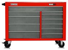 Proto® 550S 57" Workstation - 11 Drawer, Safety Red and Gray - Top Tool & Supply