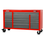 Proto® 550E 67" Power Workstation - 18 Drawer, Safety Red and Gray - Top Tool & Supply