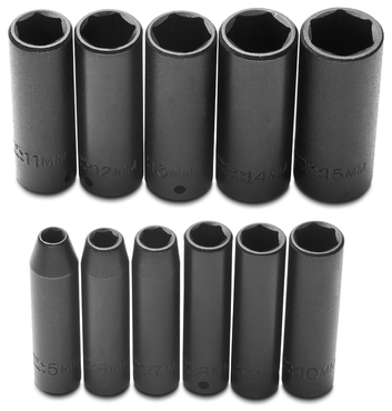 Proto® 1/4" Drive 11 Piece Metric Deep Impact Socket Set - 6 Point - Top Tool & Supply