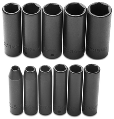 Proto® 1/4" Drive 11 Piece Metric Deep Impact Socket Set - 6 Point - Top Tool & Supply