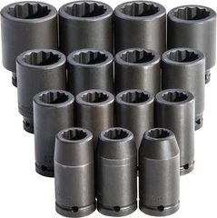 Proto® 3/4" Drive 15 Piece Deep Metric Impact Socket Set - 12 Point - Top Tool & Supply