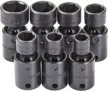 Proto® 3/8" Drive 7 Piece Universal Impact Socket Set - 6 Point - Top Tool & Supply