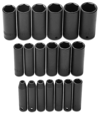 Proto® 3/8" Drive 19 Piece Metric Deep Impact Socket Set - 6 Point - Top Tool & Supply