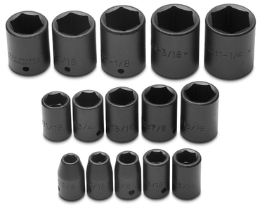 Proto® 1/2" Drive 15 Piece Impact Socket Set - 6 Point - Top Tool & Supply