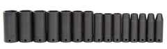 Proto® 1/2" Drive 15 Piece Deep Thin Wall Impact Socket Set - 6 Point - Top Tool & Supply