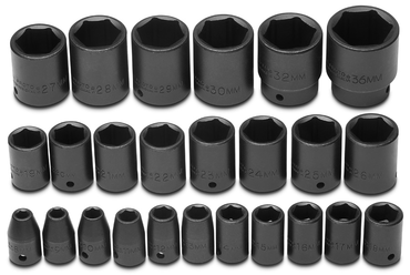 Proto® 1/2" Drive 25 Piece Metric Impact Socket Set - 6 Point - Top Tool & Supply