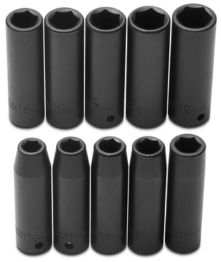 Proto® 1/2" Drive 10 Piece Metric Deep Impact Socket Set - 6 Point - Top Tool & Supply