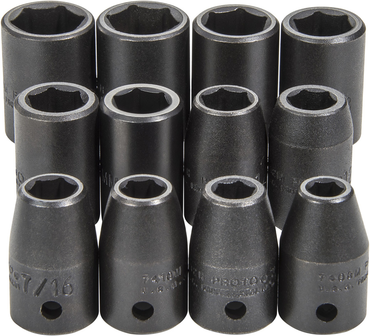 Proto® 1/2" Drive 12 Piece Impact Socket Set - 6 Point - Top Tool & Supply