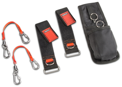 Proto® Tethering D-Ring Pouch Set with Two Pockets, Retractable Lanyard, and D-Ring Wrist Strap System with (2) JWS-DR and (2) JLANWR6LB - Top Tool & Supply