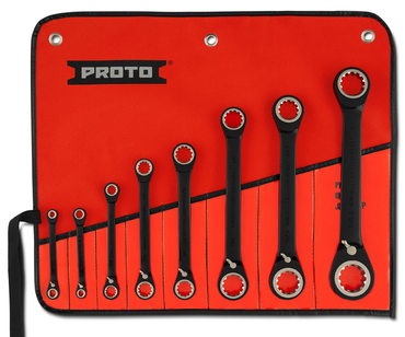 Proto® 8 Piece Black Chrome Double Box Reversible Ratcheting Wrench Set - Spline - Top Tool & Supply