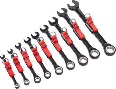 Proto® Tether-Ready 9 Piece Black Chrome Non-Reversible Combination Ratcheting Wrench Set - Spline - Top Tool & Supply