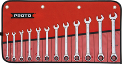 Proto® 12 Piece Full Polish Metric Combination Non-Reversible Ratcheting Wrench Set - 12 Point - Top Tool & Supply