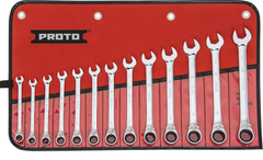 Proto® 13 Piece Full Polish Metric Combination Reversible Ratcheting Wrench Set - 12 Point - Top Tool & Supply