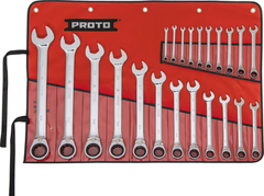 Proto® 22 Piece Full Polish Metric Combination Reversible Ratcheting Wrench Set - 12 Point - Top Tool & Supply