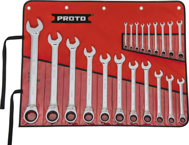 Proto® 20 Piece Full Polish Combination Reversible Ratcheting Wrench Set - 12 Point - Top Tool & Supply