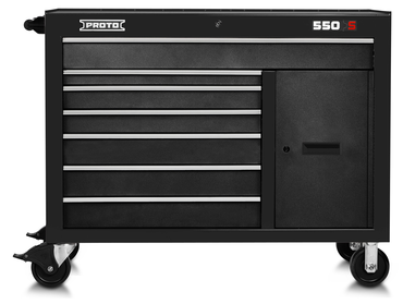 Proto® 550S 50" Workstation - 7 Drawer & 1 Shelf, Dual Black - Top Tool & Supply