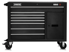 Proto® 550S 50" Workstation - 8 Drawer & 2 Shelves, Dual Black - Top Tool & Supply