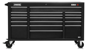 Proto® 550E 67" Power Workstation - 18 Drawer, Dual Black - Top Tool & Supply