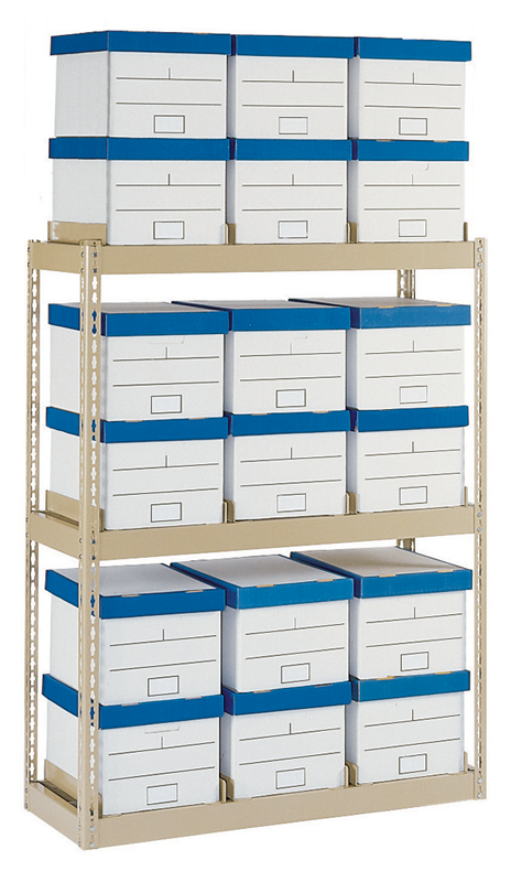 42 x 16.94 x 60" - 3 Level Records Storage Rack (Tan) - Top Tool & Supply