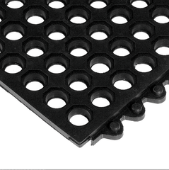 24 / Seven Floor Mat - 3' x 3' x 5/8" ThickÂ (Black Drainage All Purpose) - Top Tool & Supply