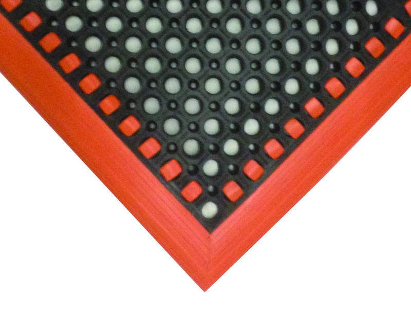 40" x 124" x 7/8" Thick Safety Wet / Dry Mat - Black / Orange - Top Tool & Supply