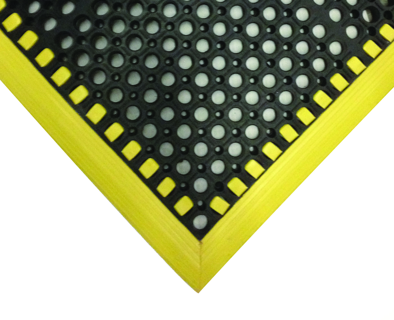 40" x 52" x 7/8" Thick Safety Wet / Dry Mat - Black / Yellow - Top Tool & Supply