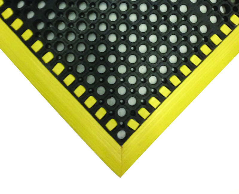 40" x 124" x 7/8" Thick Safety Wet / Dry Mat - Black / Yellow - Top Tool & Supply