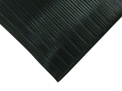 6' x 60' x 3/8" Thick Soft Comfort Mat - Black Standard Ribbed - Top Tool & Supply