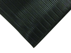 4' x 60' x 3/8" Thick Soft Comfort Mat - Black Standard Ribbed - Top Tool & Supply