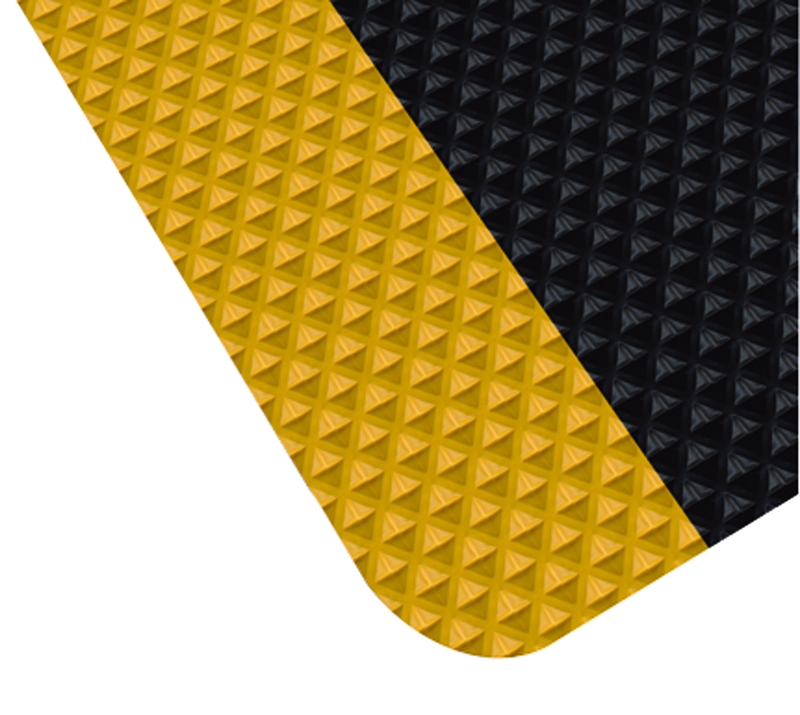 3' x 10' x 11/16" Thick Traction Anti Fatigue Mat - Yellow/Black - Top Tool & Supply