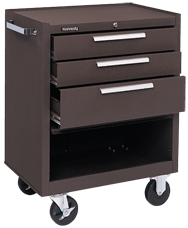 3-Drawer Roller Cabinet w/ball bearing Dwr slides - 35'' x 18'' x 27'' Brown - Top Tool & Supply