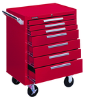 7-Drawer Roller Cabinet w/ball bearing Dwr slides - 35'' x 18'' x 27'' Red - Top Tool & Supply