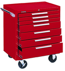 7-Drawer Roller Cabinet w/ball bearing Dwr slides - 35'' x 20'' x 29'' Red - Top Tool & Supply