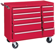 310X 10-Drawer Maintenance Cart - 35'' x 18'' x 39.38'' Red - Top Tool & Supply