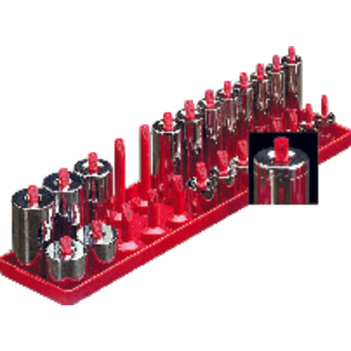 Inch Sized Socket Tray - 1/4″ Drive - Red - Top Tool & Supply