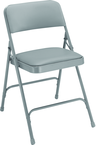 Upholstered Folding Chair - Double Hinges, Double Contoured Back, 2 U-Shaped Riveted Cross Braces, Non-marring Glides; V-Tip Stability Caps; Upholstered 19-mil Vinyl Wrapped Over 1¼" Foam - Top Tool & Supply