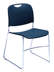 HI-Tech Stack Chair --11 mm Steel Rod Chrome Plated Frame Injection Molded Textured Plastic Non-fading Seat/Back - Navy - Top Tool & Supply
