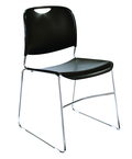 HI-Tech Stack Chair --11 mm Steel Rod Chrome Plated Frame Injection Molded Textured Plastic Non-fading Seat/Back - Black - Top Tool & Supply