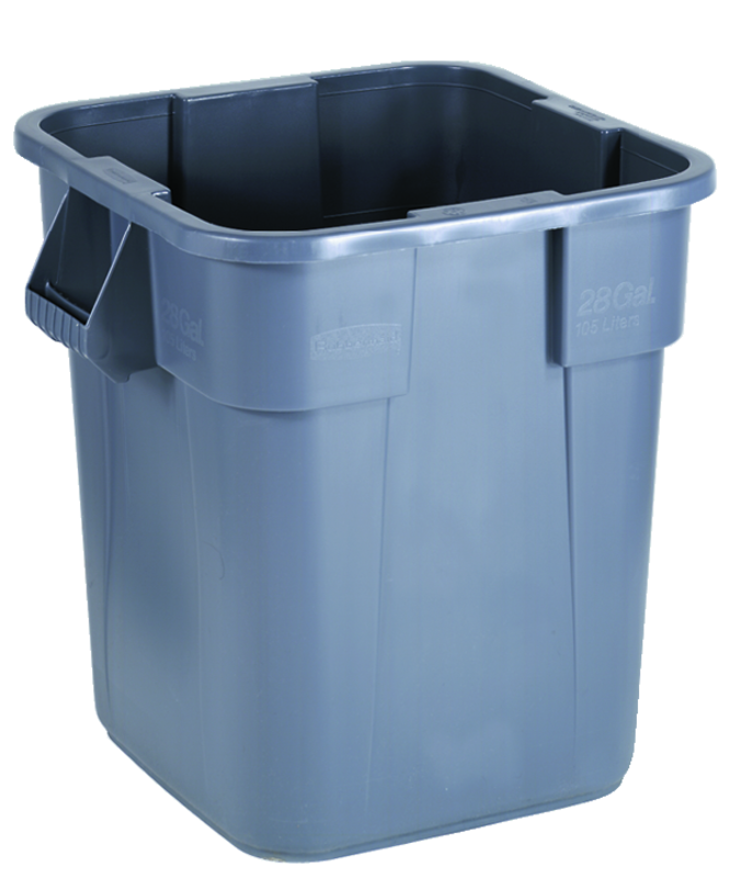 Trash Container - 28 Gallon Square Gray - Top Tool & Supply