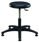 Round Polyurethane Stool - Standard Glides, 14" Soft Black Poly Seat, Pneumatic Hgt Adj, Black ABS Five Star Base, Desk Hgt 16.5"-21.5" - Top Tool & Supply