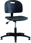 Polyurethane Stool - Standard Glides, Casters Optional, Pneumatic Hht Adj, Contoured Waterfall Seat, Adj Contoured Backrest, Black Reinforced ABS Base, Desk Hgt 16.5"-21.5" - Top Tool & Supply