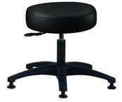 Heavy-Duty NaughaSoft Vinyl Stool - 16 x 4" Round Seat, Backless, Pneumatic Seat Hgt Adj, Standard Glides --Black -- Desk height 16.5"-21.5" - Top Tool & Supply