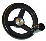 Nylon Handwheels with Handle - 6.3'' Wheel Diameter, 1.38'' Hub Diameter, 3.15'' Handle Length - Top Tool & Supply