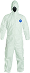 Tyvek® White Zip Up Coveralls w/ Attached Hood & Elastic Wrists  - X-Large (case of 25) - Top Tool & Supply