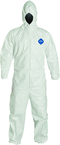 Tyvek® White Zip Up Coveralls w/ Attached Hood & Elastic Wrists - Large (case of 25) - Top Tool & Supply