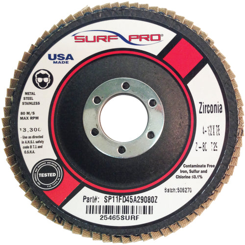 ‎4 1/2″ × 5/8″-11-120 Grit - Zirc Plus Coated Abrasive - Type 29 Flap Disc - Top Tool & Supply