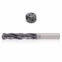 0.204 mm Dia. × 6 mm Shank × 108 mm Flute Length × 150 mm OAL, 16xD, 135°, Varianta Supral, 2 Flute, Coolant Thru, h6, Cylindrical, Solid Carbide Drill - Exact Industrial Supply