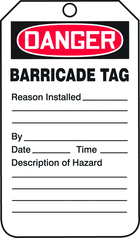 Barricade Tag, Danger Barricade Tag-Reason Installed/Descripti, 25/Pk, Plastic - Top Tool & Supply